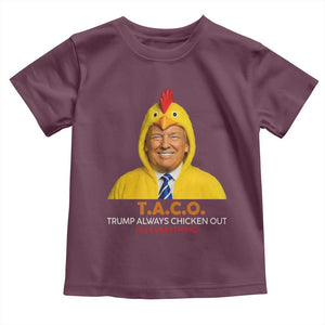 Funny Trump TACO Sarcasm Toddler T Shirt Trump Always Chickens Out Joke TS02 Maroon Print Your Wear