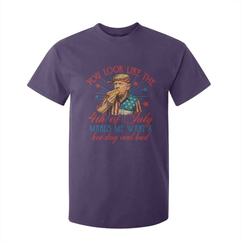 Funny Trump You Look Like The 4th Of July Makes Me Want A Hot Dog Real Bad T Shirt For Kid Trump Patriotic TS11 Purple Print Your Wear