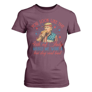 Funny Trump You Look Like The 4th Of July Makes Me Want A Hot Dog Real Bad T Shirt For Women Trump Patriotic TS11 Maroon Print Your Wear
