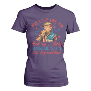 Funny Trump You Look Like The 4th Of July Makes Me Want A Hot Dog Real Bad T Shirt For Women Trump Patriotic TS11 Purple Print Your Wear