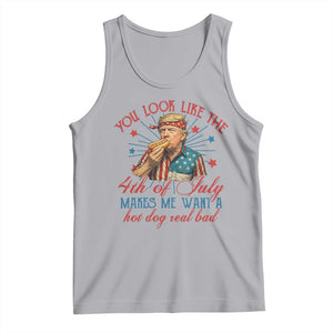 Funny Trump You Look Like The 4th Of July Makes Me Want A Hot Dog Real Bad Tank Top Trump Patriotic TS11 Athletic Heather Print Your Wear