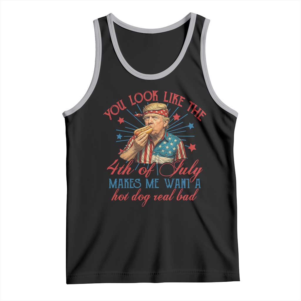 Funny Trump You Look Like The 4th Of July Makes Me Want A Hot Dog Real Bad Tank Top Trump Patriotic TS11 Black Athletic Heather Print Your Wear