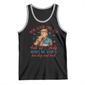 Funny Trump You Look Like The 4th Of July Makes Me Want A Hot Dog Real Bad Tank Top Trump Patriotic TS11 Black Athletic Heather Print Your Wear