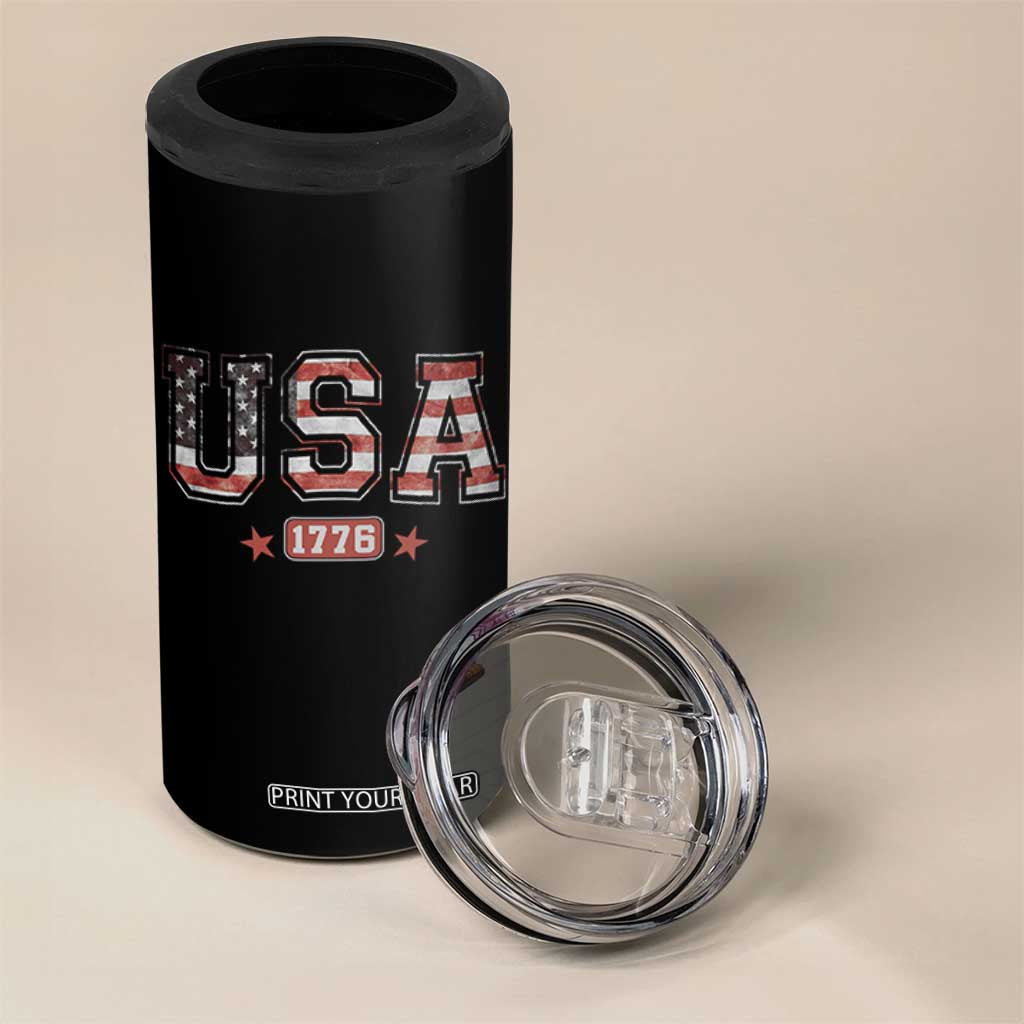 Funny USA 1776 Patriotic 4th of July American Flag 4 in 1 Can Cooler Tumbler TS11 Print Your Wear