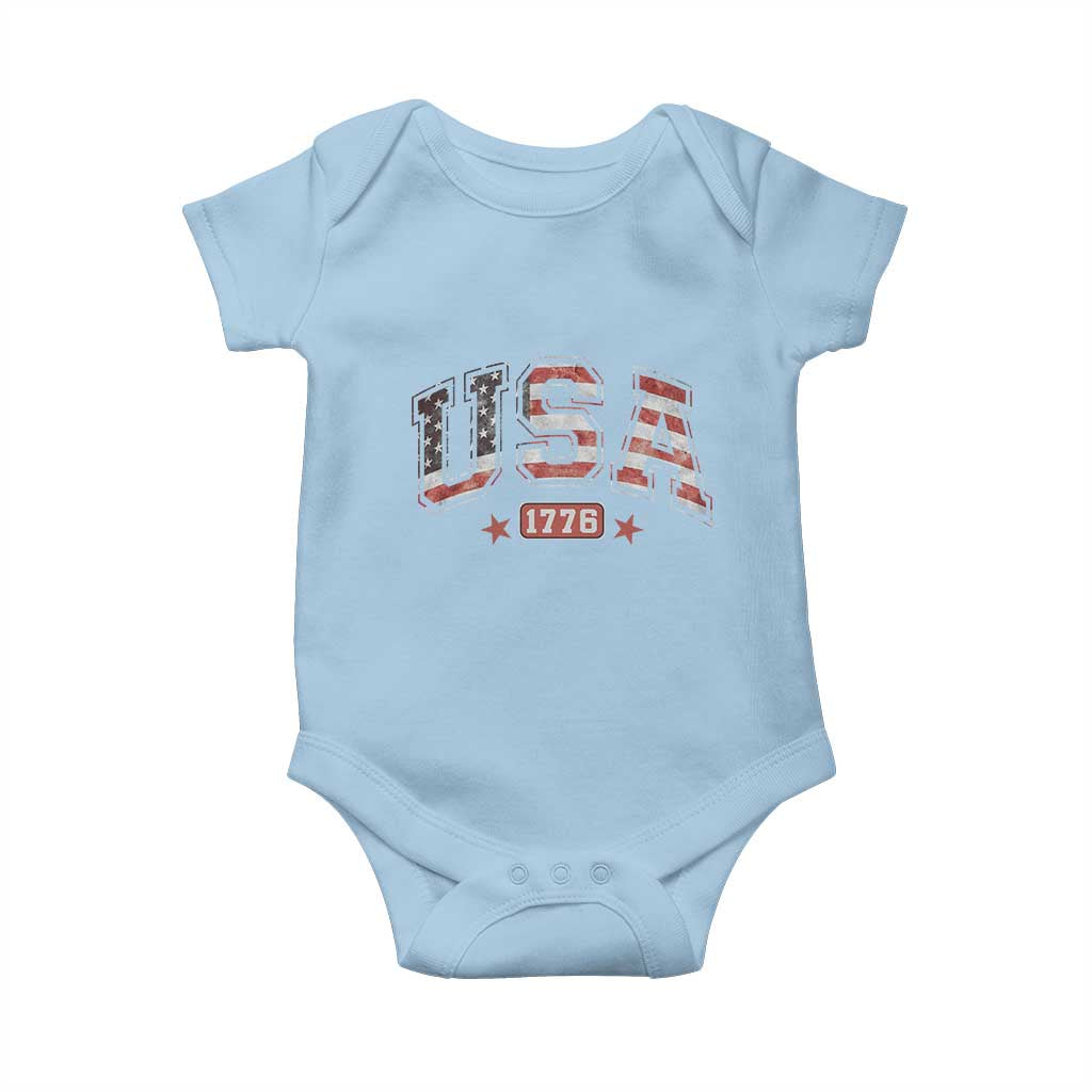 Funny USA 1776 Patriotic 4th of July American Flag Baby Onesie TS11 Light Blue Print Your Wear
