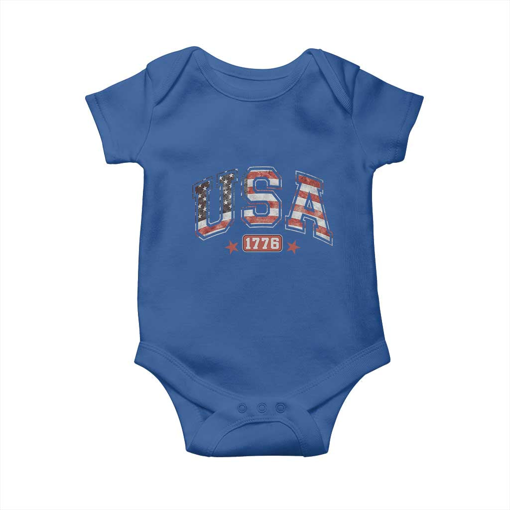 Funny USA 1776 Patriotic 4th of July American Flag Baby Onesie TS11 Royal Blue Print Your Wear