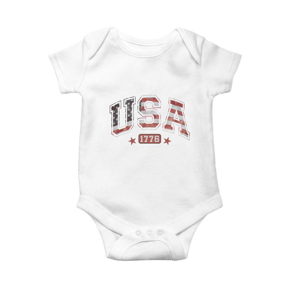 Funny USA 1776 Patriotic 4th of July American Flag Baby Onesie TS11 White Print Your Wear