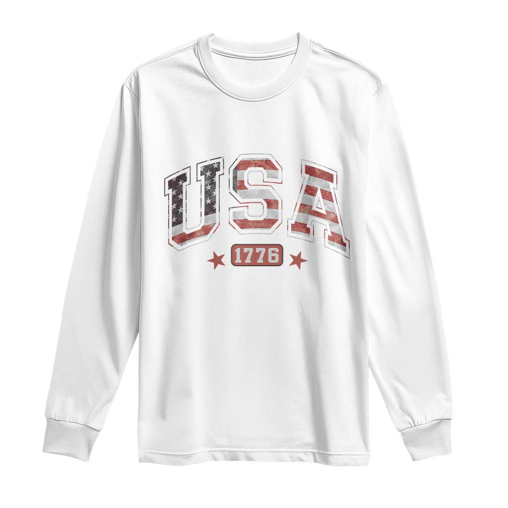 Funny USA 1776 Patriotic 4th of July American Flag Long Sleeve Shirt TS11 White Print Your Wear