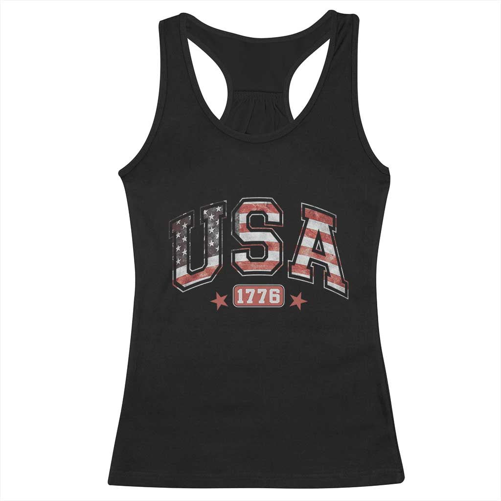 Funny USA 1776 Patriotic 4th of July American Flag Racerback Tank Top TS11 Black Print Your Wear