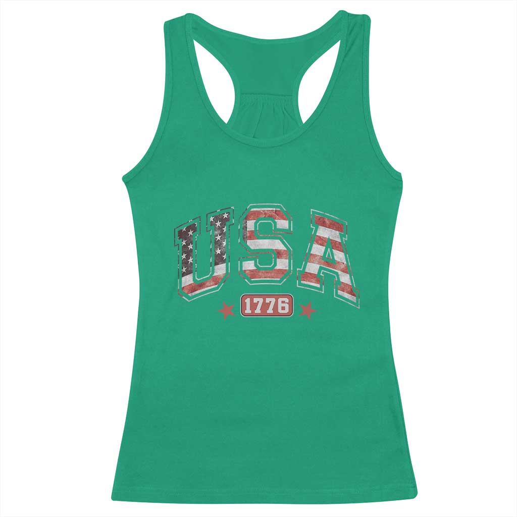 Funny USA 1776 Patriotic 4th of July American Flag Racerback Tank Top TS11 Irish Green Print Your Wear