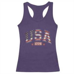 Funny USA 1776 Patriotic 4th of July American Flag Racerback Tank Top TS11 Purple Print Your Wear