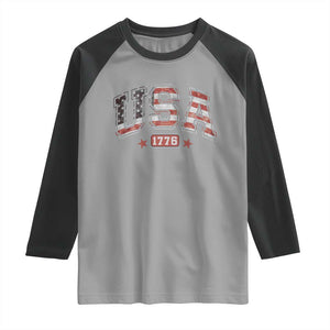 Funny USA 1776 Patriotic 4th of July American Flag Raglan Shirt TS11 Sport Gray Black Print Your Wear