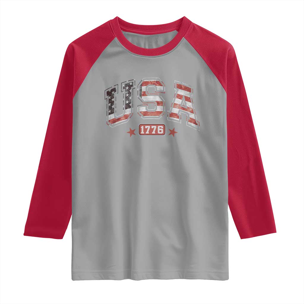 Funny USA 1776 Patriotic 4th of July American Flag Raglan Shirt TS11 Sport Gray Red Print Your Wear