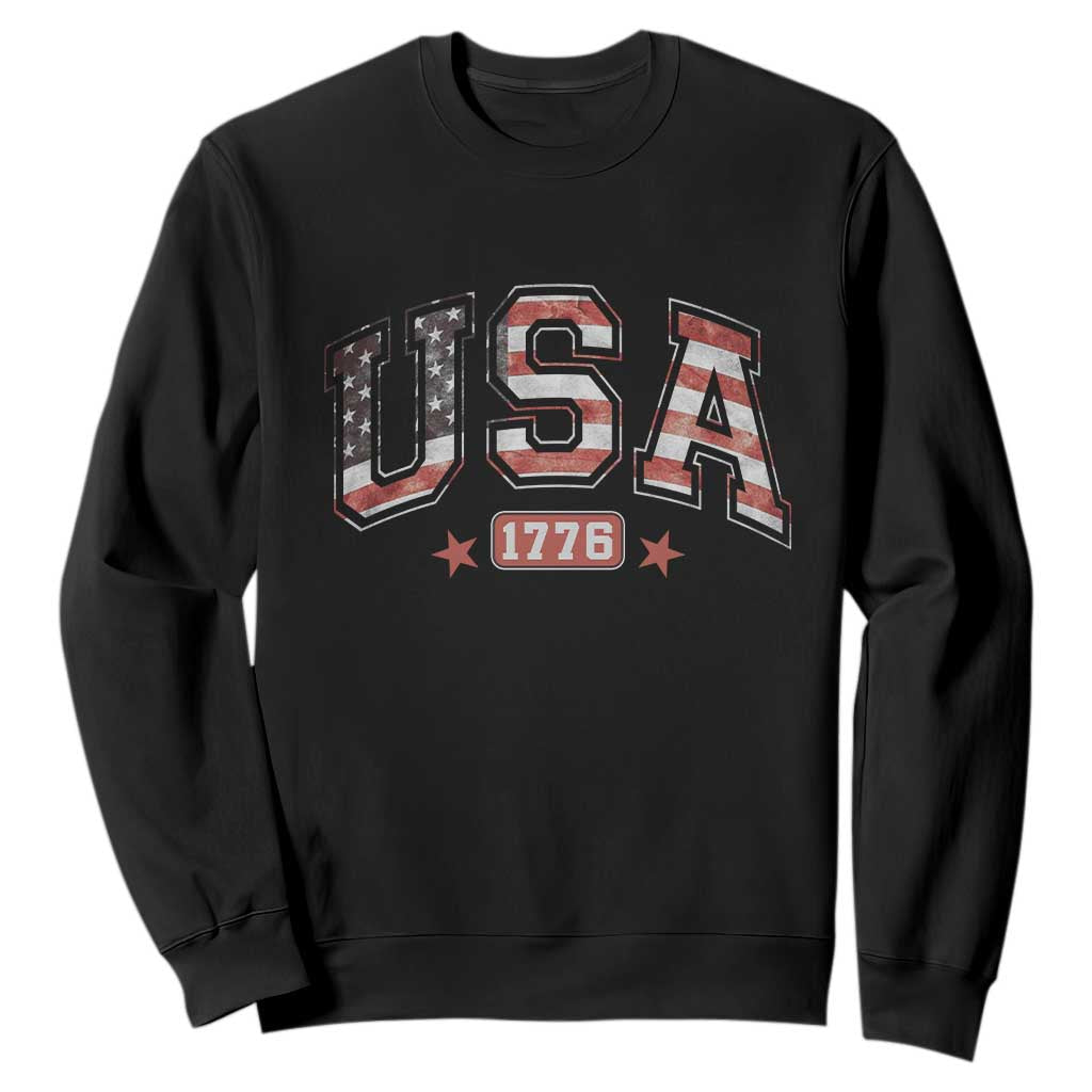 Funny USA 1776 Patriotic 4th of July American Flag Sweatshirt TS11 Black Print Your Wear