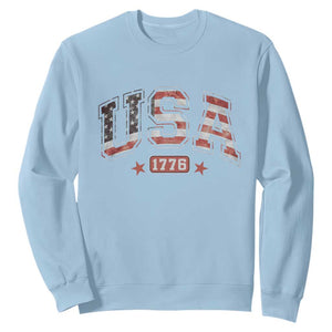 Funny USA 1776 Patriotic 4th of July American Flag Sweatshirt TS11 Light Blue Print Your Wear