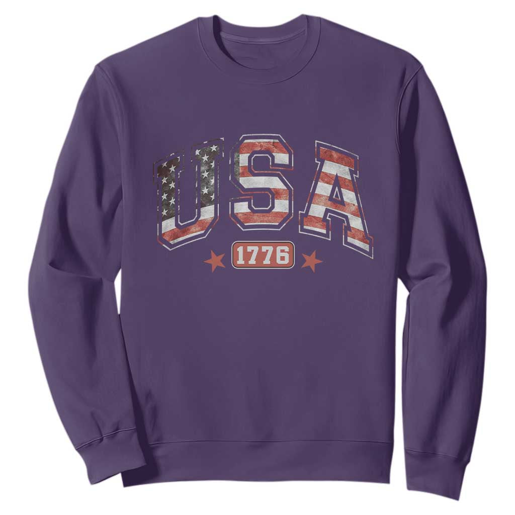 Funny USA 1776 Patriotic 4th of July American Flag Sweatshirt TS11 Purple Print Your Wear