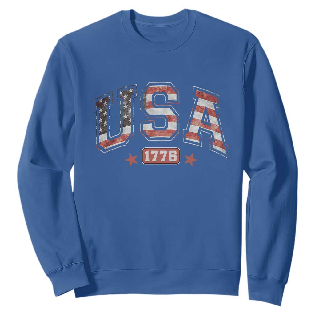 Funny USA 1776 Patriotic 4th of July American Flag Sweatshirt TS11 Royal Blue Print Your Wear