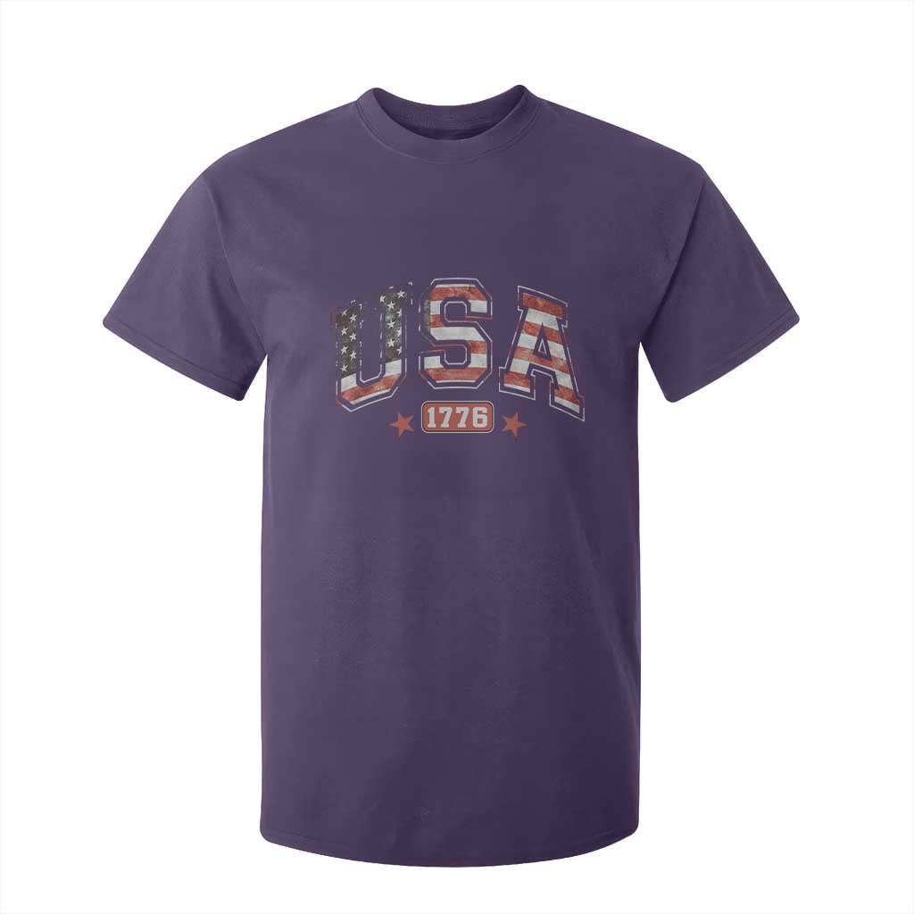 Funny USA 1776 Patriotic 4th of July American Flag T Shirt For Kid TS11 Purple Print Your Wear