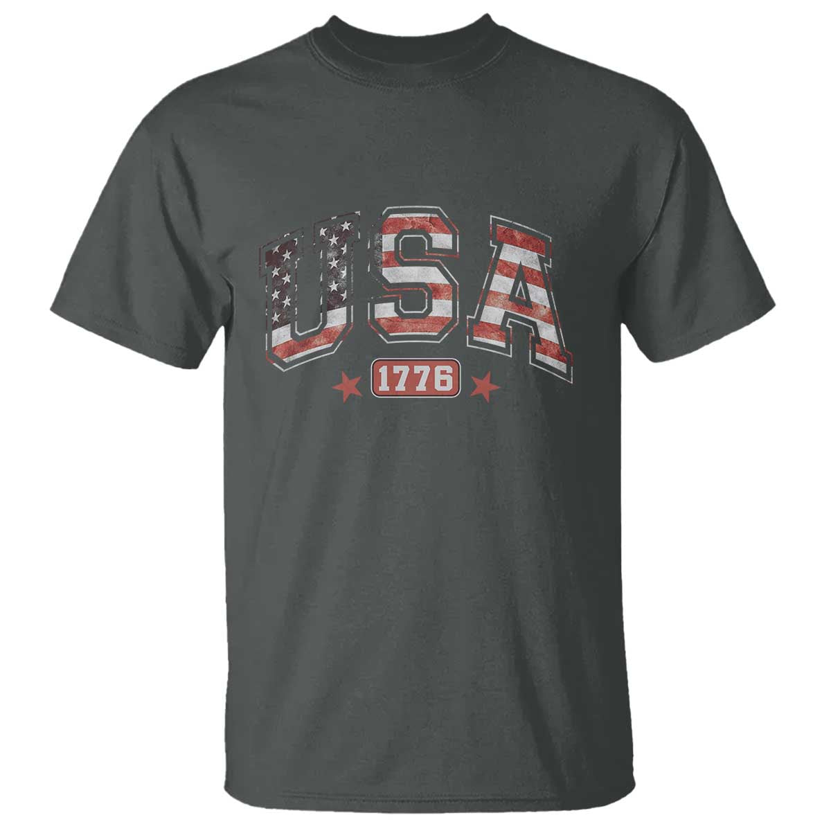 Funny USA 1776 Patriotic 4th of July American Flag T Shirt TS11 Dark Heather Print Your Wear
