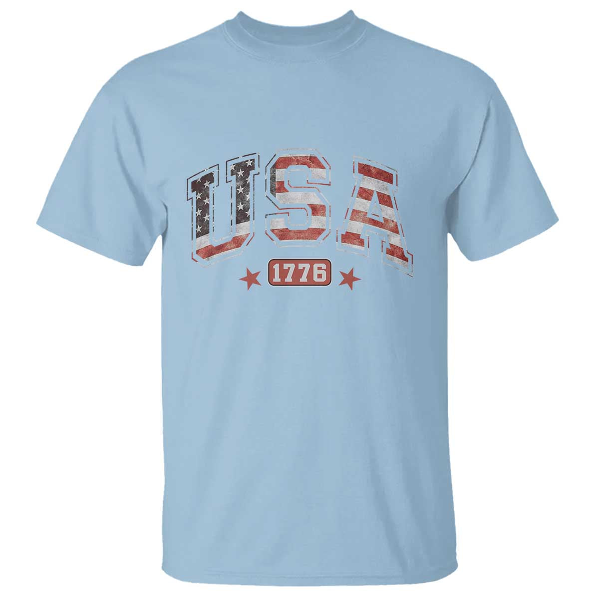 Funny USA 1776 Patriotic 4th of July American Flag T Shirt TS11 Light Blue Print Your Wear
