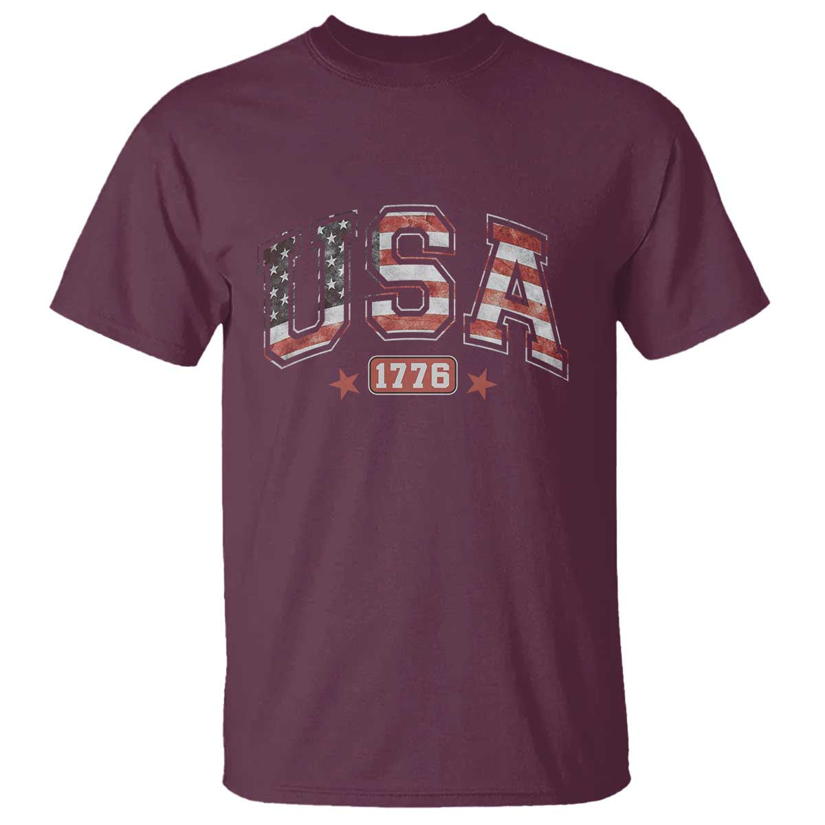Funny USA 1776 Patriotic 4th of July American Flag T Shirt TS11 Maroon Print Your Wear