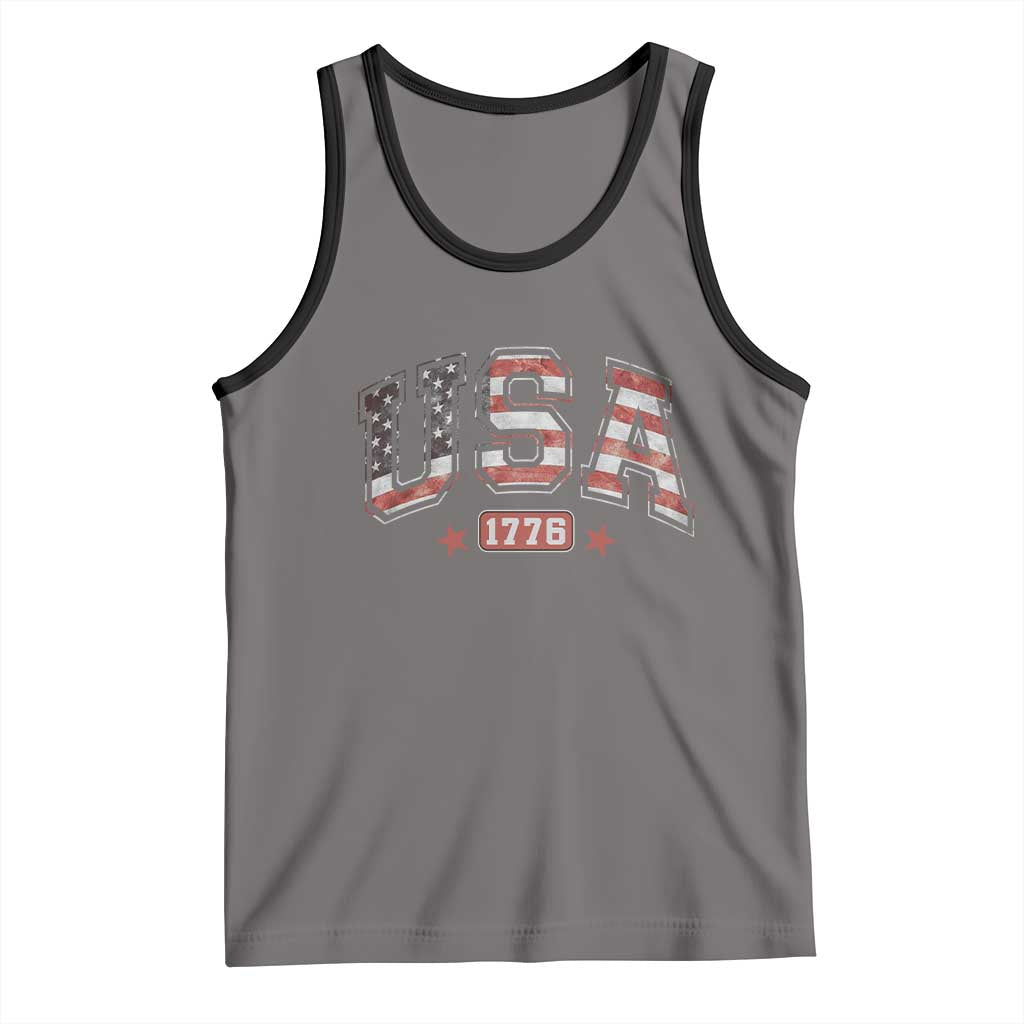 Funny USA 1776 Patriotic 4th of July American Flag Tank Top TS11 Deep Heather Black Print Your Wear