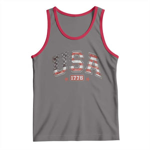 Funny USA 1776 Patriotic 4th of July American Flag Tank Top TS11 Deep Heather Red Print Your Wear