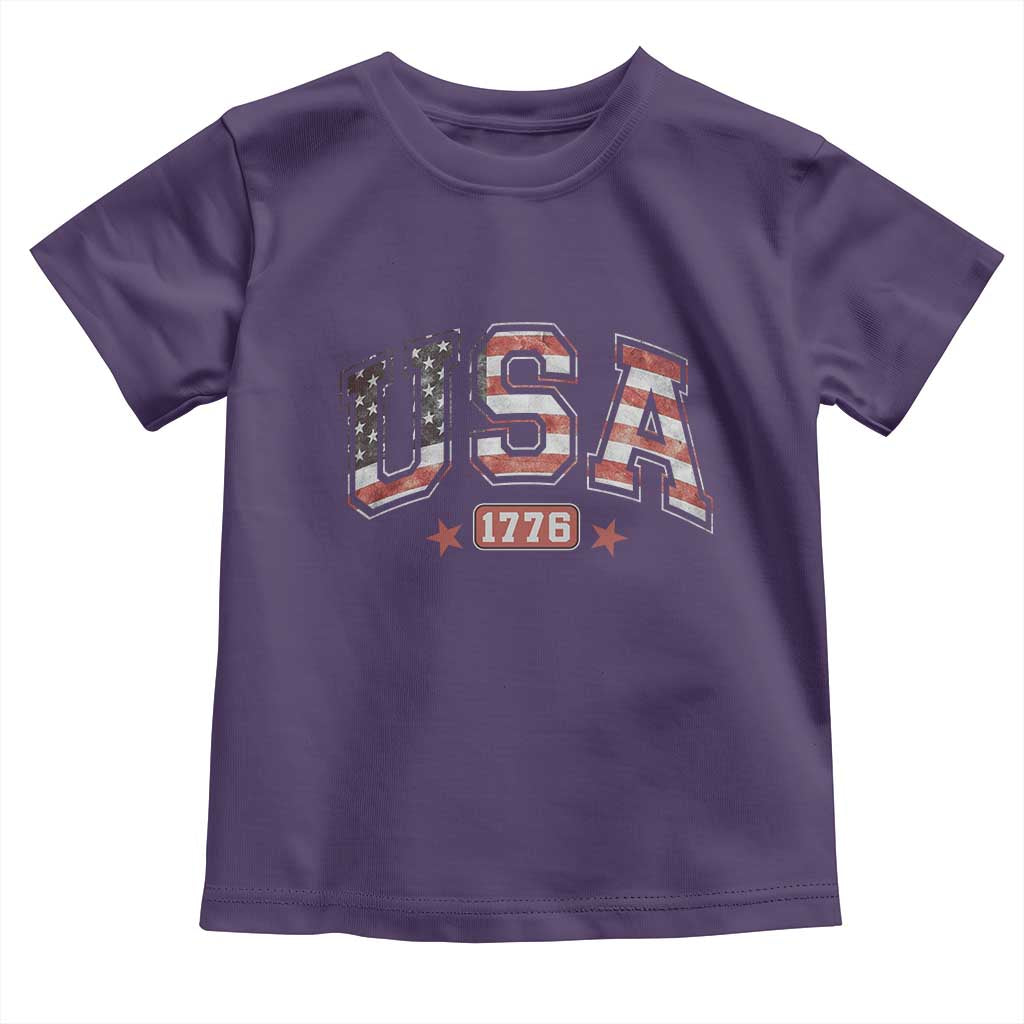 Funny USA 1776 Patriotic 4th of July American Flag Toddler T Shirt TS11 Purple Print Your Wear
