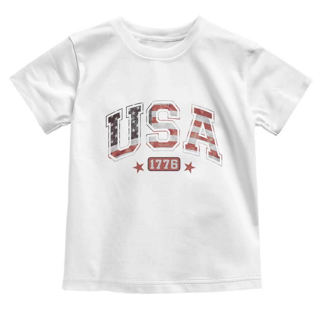 Funny USA 1776 Patriotic 4th of July American Flag Toddler T Shirt TS11 White Print Your Wear