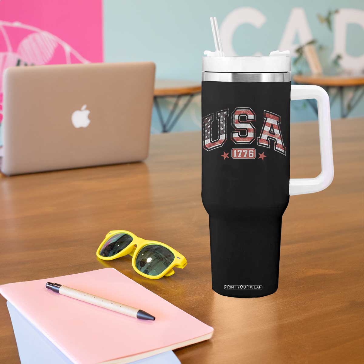 Funny USA 1776 Patriotic 4th of July American Flag Tumbler With Handle TS11 Print Your Wear