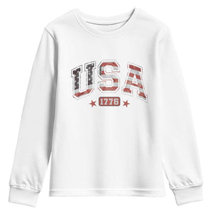 Funny USA 1776 Patriotic 4th of July American Flag Youth Sweatshirt TS11 White Print Your Wear