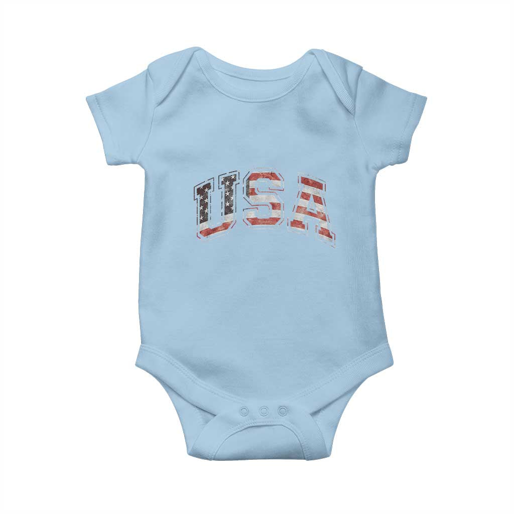 Funny USA Patriotic 4th of July American Flag Baby Onesie TS11 Light Blue Print Your Wear