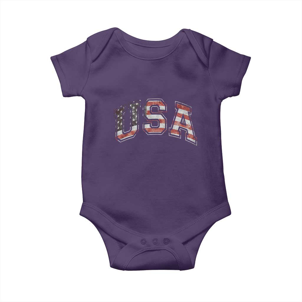 Funny USA Patriotic 4th of July American Flag Baby Onesie TS11 Purple Print Your Wear