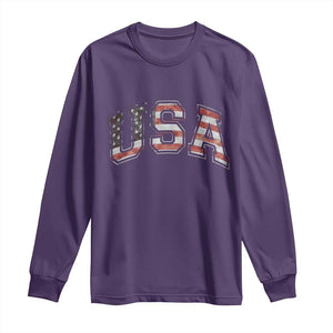 Funny USA Patriotic 4th of July American Flag Long Sleeve Shirt TS11 Purple Print Your Wear