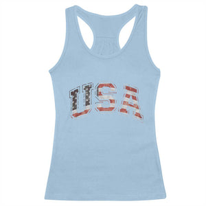 Funny USA Patriotic 4th of July American Flag Racerback Tank Top TS11 Light Blue Print Your Wear