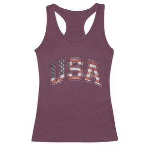 Funny USA Patriotic 4th of July American Flag Racerback Tank Top TS11 Maroon Print Your Wear