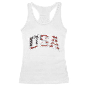 Funny USA Patriotic 4th of July American Flag Racerback Tank Top TS11 White Print Your Wear