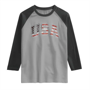 Funny USA Patriotic 4th of July American Flag Raglan Shirt TS11 Sport Gray Black Print Your Wear