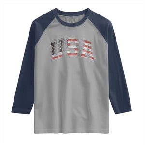 Funny USA Patriotic 4th of July American Flag Raglan Shirt TS11 Sport Gray Navy Print Your Wear