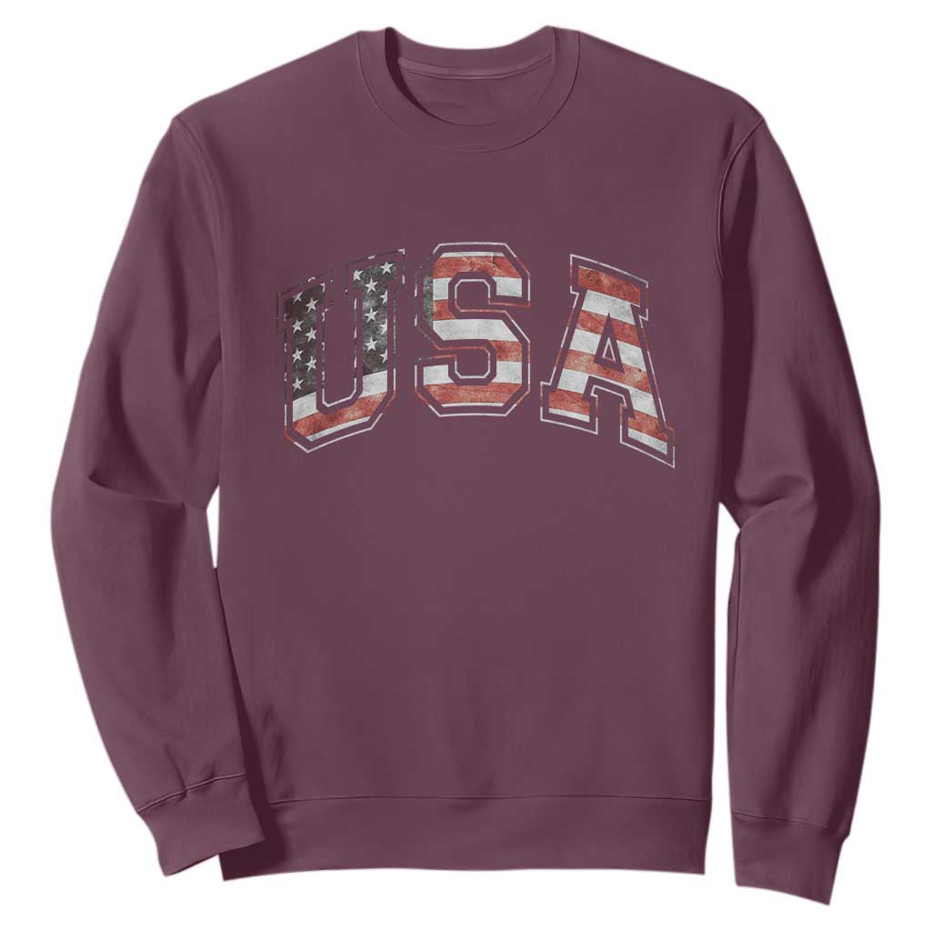Funny USA Patriotic 4th of July American Flag Sweatshirt TS11 Maroon Print Your Wear