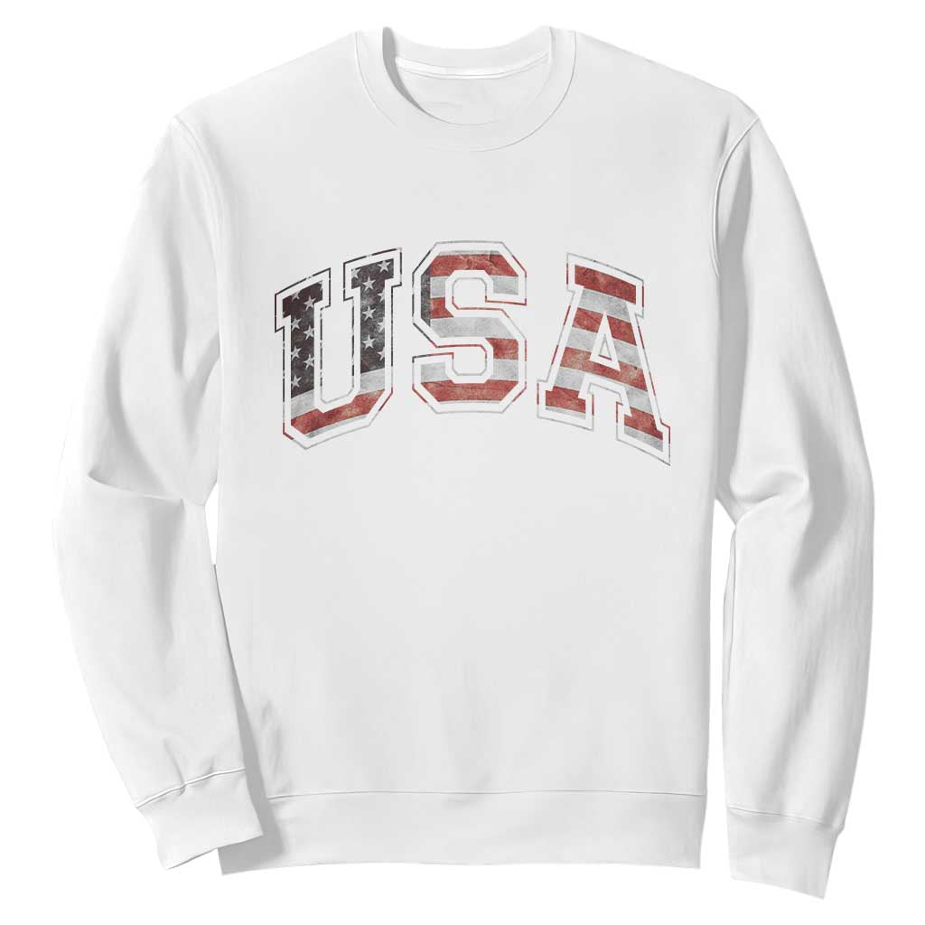 Funny USA Patriotic 4th of July American Flag Sweatshirt TS11 White Print Your Wear