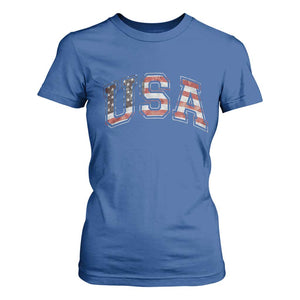 Funny USA Patriotic 4th of July American Flag T Shirt For Women TS11 Royal Blue Print Your Wear