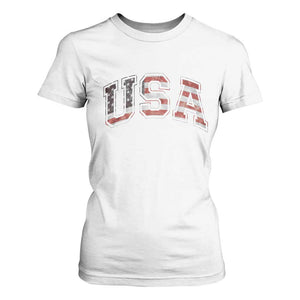 Funny USA Patriotic 4th of July American Flag T Shirt For Women TS11 White Print Your Wear