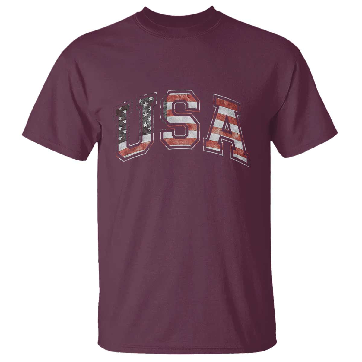 Funny USA Patriotic 4th of July American Flag T Shirt TS11 Maroon Print Your Wear
