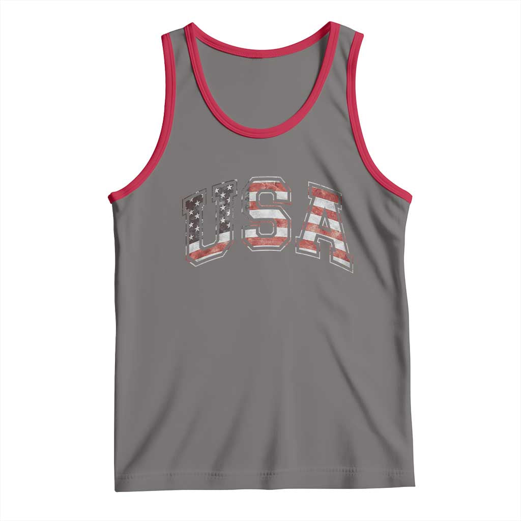 Funny USA Patriotic 4th of July American Flag Tank Top TS11 Deep Heather Red Print Your Wear