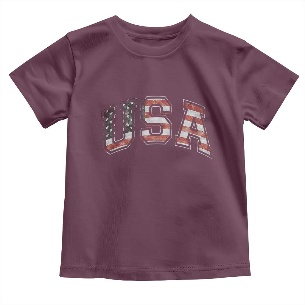 Funny USA Patriotic 4th of July American Flag Toddler T Shirt TS11 Maroon Print Your Wear