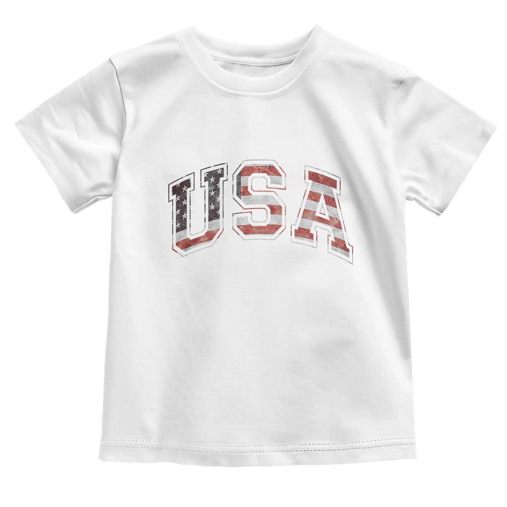 Funny USA Patriotic 4th of July American Flag Toddler T Shirt TS11 White Print Your Wear