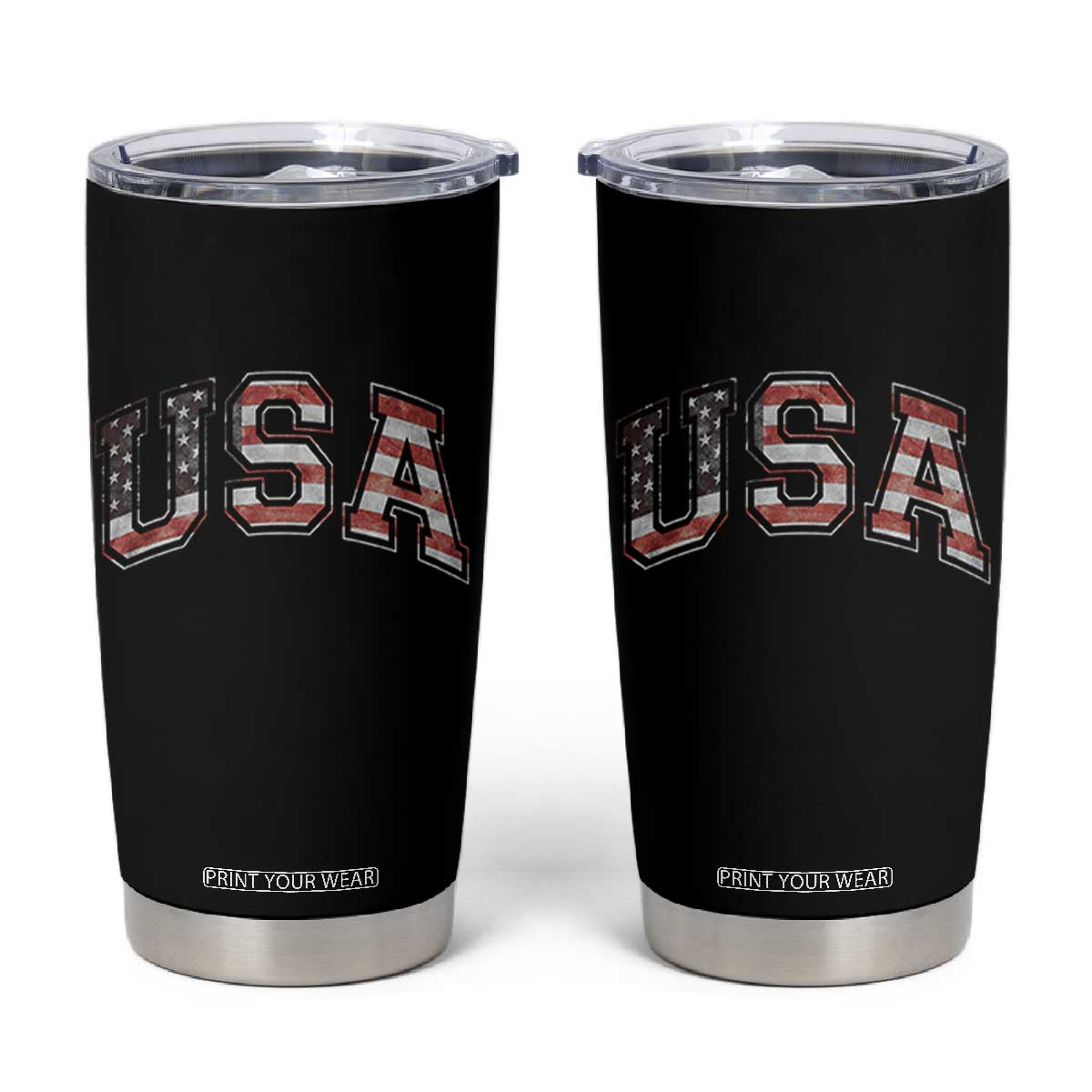 Funny USA Patriotic 4th of July American Flag Tumbler Cup TS11 Black Print Your Wear
