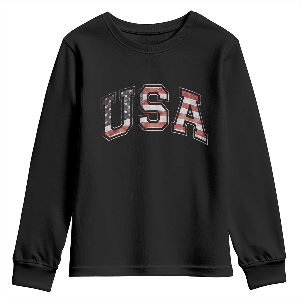 Funny USA Patriotic 4th of July American Flag Youth Sweatshirt TS11 Black Print Your Wear