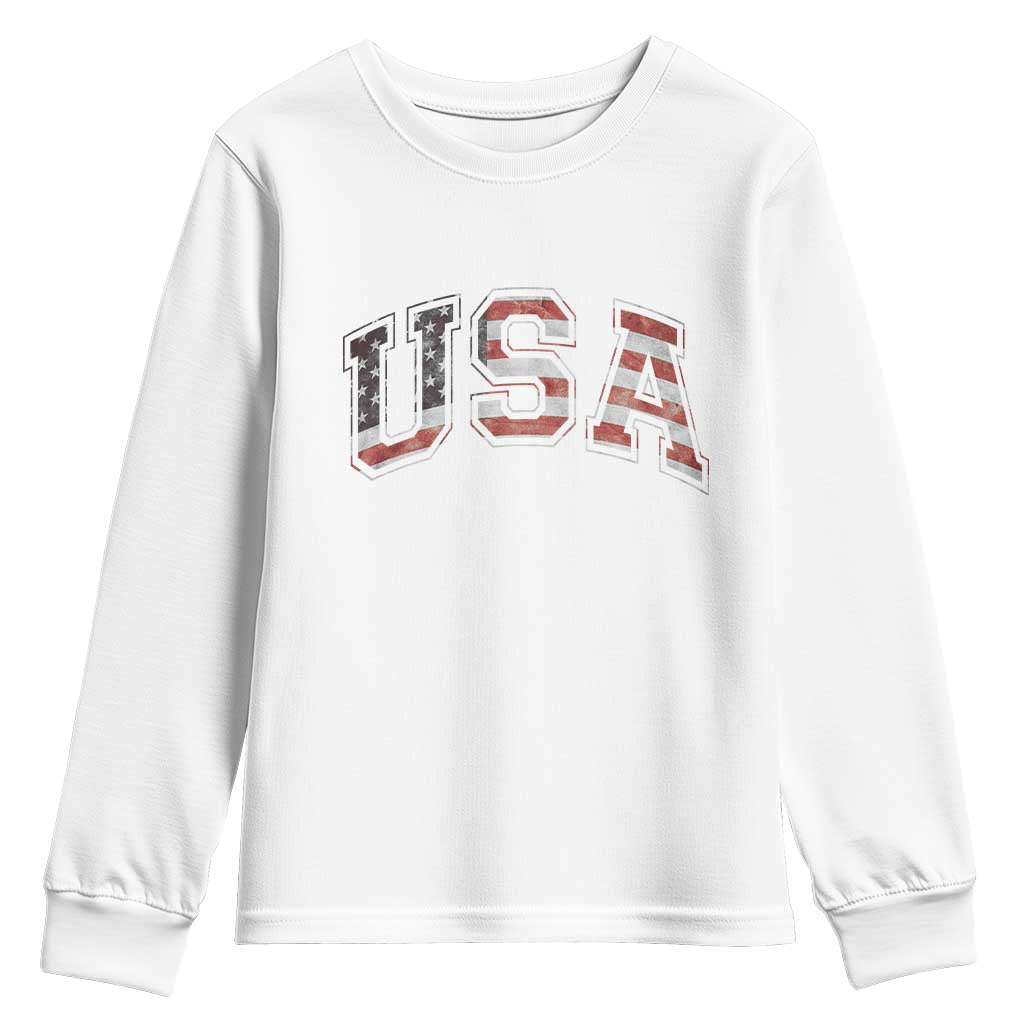 Funny USA Patriotic 4th of July American Flag Youth Sweatshirt TS11 White Print Your Wear